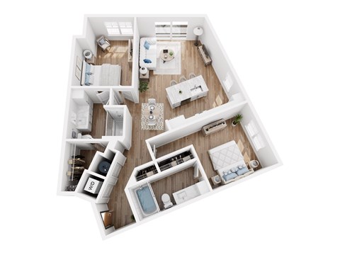Floor plan for 2 beds, 2 baths, 1100 sqft